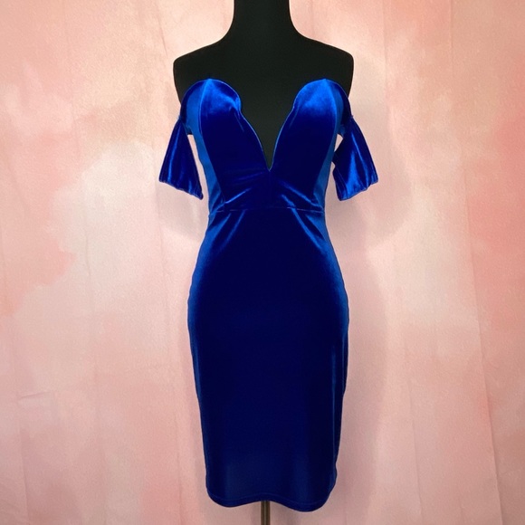 blue velvet mini dress